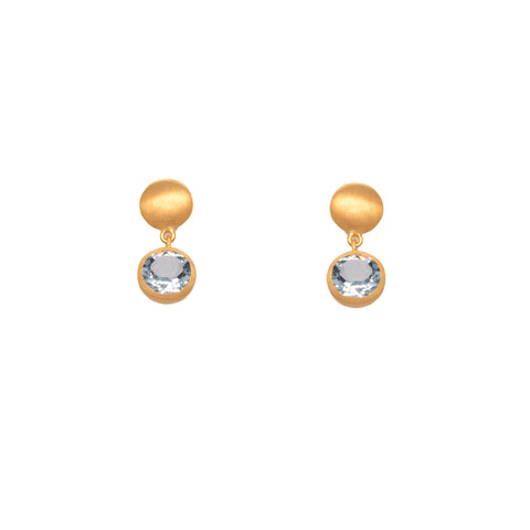 Moon Sky Blue Topaz Post Earrings 24K Gold Vermeil