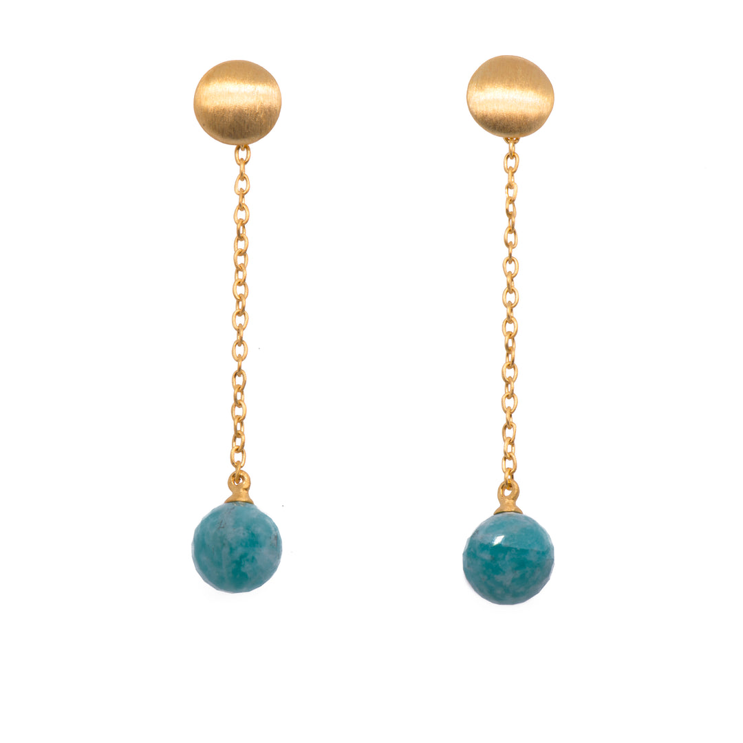 Moon Chain Drop Earrings 24K Gold Vermeil Amazonite