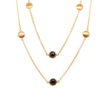Load image into Gallery viewer, Moon Necklace 36" 24K Gold Vermeil in Black Spinel, Labradorite, and Rainbow Moonstone