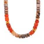 Load image into Gallery viewer, Carnelian, Jasper and Dendrite Agate Necklace 24K Fair Trade Gold Vermeil 10mm