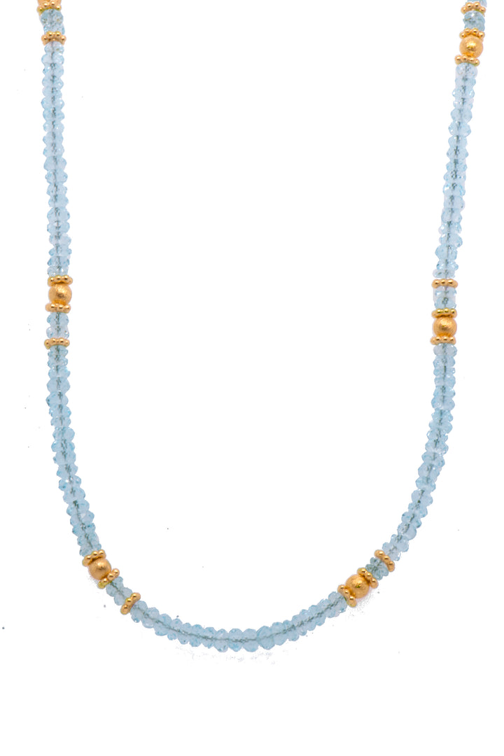 Single Color Gemstone 3mm Necklace or Bracelet - gold ball bead and spacer 24K Fair Trade Gold Vermeil Necklace / Blue Topaz