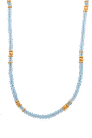 Single Color Gemstone 3mm Necklace or Bracelet - gold ball bead and spacer 24K Fair Trade Gold Vermeil Necklace / Blue Topaz