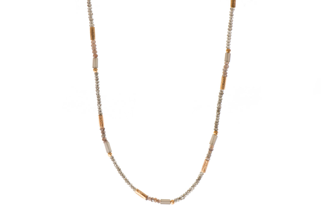 Smoky Quartz 3mm Necklace 24K Fair Trade Gold Vermeil
