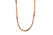 Peach Moonstone, Smoky Quartz, and Natural Pearl 3mm Necklace 24K Fair Trade Gold Vermeil