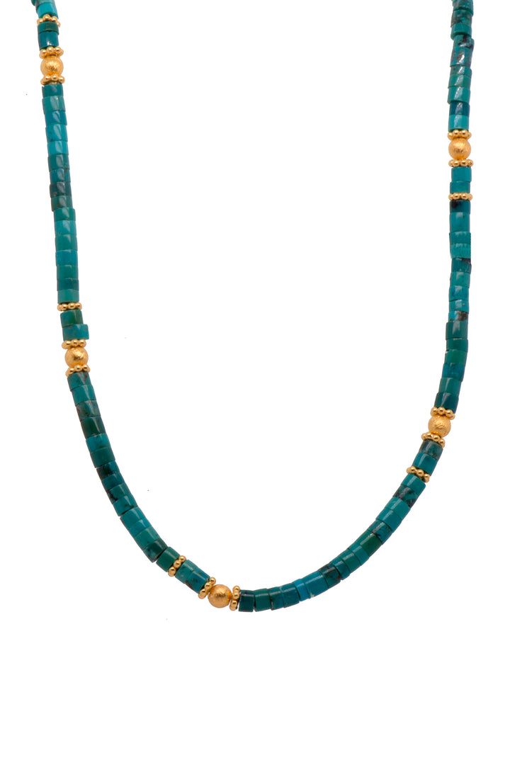 Turquoise and Chrysocolla 3mm Jewelry Set in 24K Fair Trade Gold Vermeil Necklace
