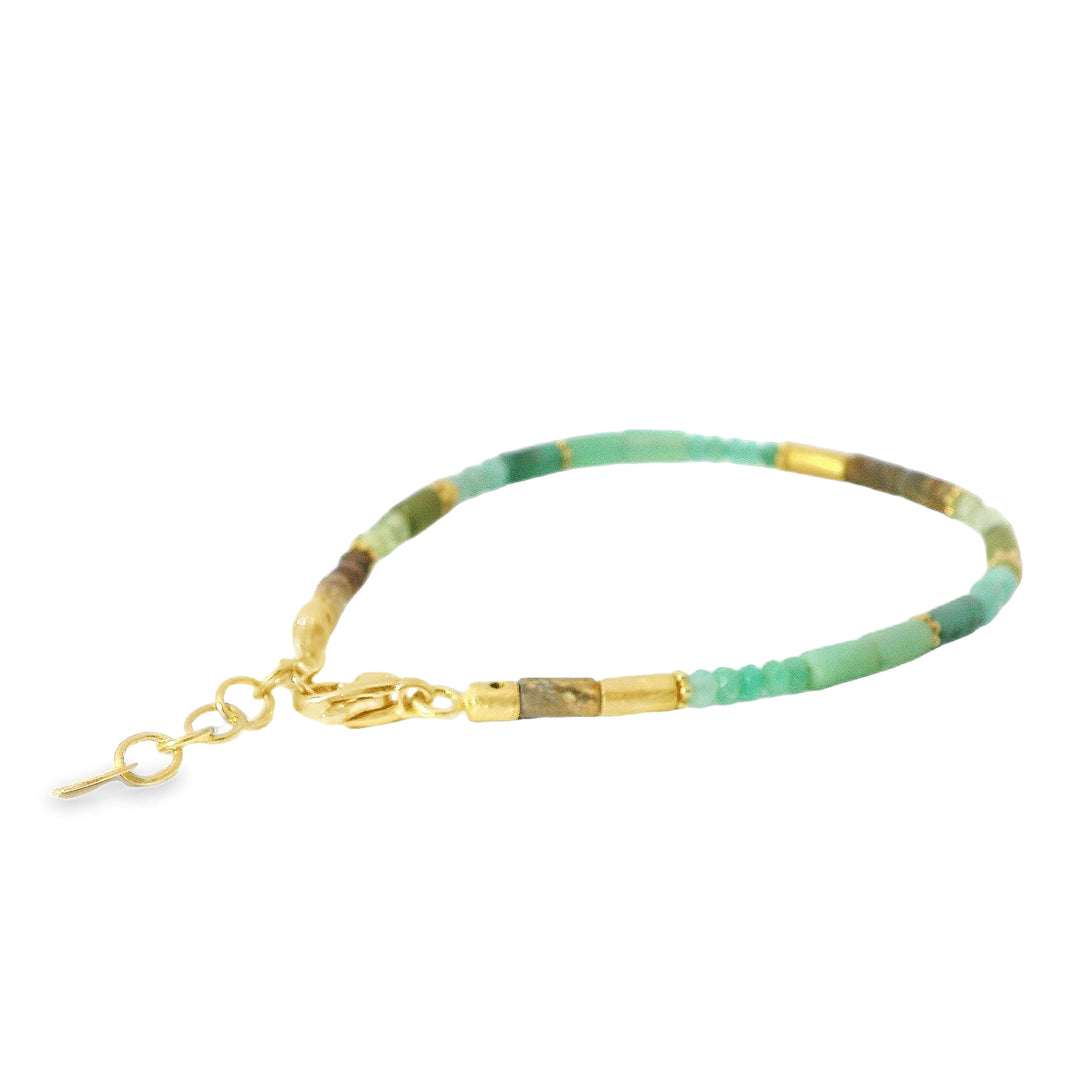 Chrysoprase, Amazonite, Jasper, Emerald, Vesuvian, Peridot 3mm Bracelet & Necklace Fair Trade 24K Gold Vermeil