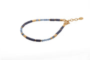 Dumortierite, London Blue Topaz, and Aquamarine 3mm Bracelet and Necklace 24K Gold Vermeil Bracelet