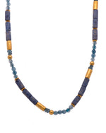 Load image into Gallery viewer, Dumortierite, London Blue Topaz, and Aquamarine 3mm Bracelet and Necklace 24K Gold Vermeil