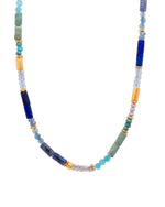 Load image into Gallery viewer, Turquoise, Pearls, Lapis, Zircon, Chrysocolla, Dumortierite, Labradorite, and Sky Blue Topaz Necklace and Bracelet 24K Fair Trade Gold Vermeil