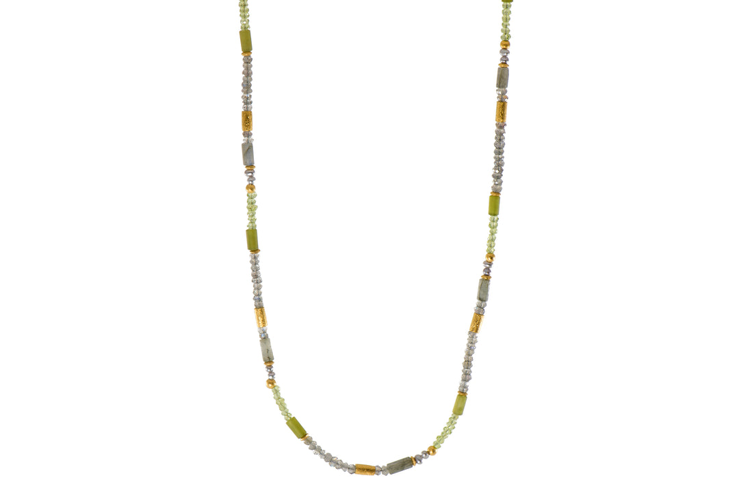 Labradorite, Peridot & Prehnite 3mm Necklace 24K Fair Trade Gold Vermeil