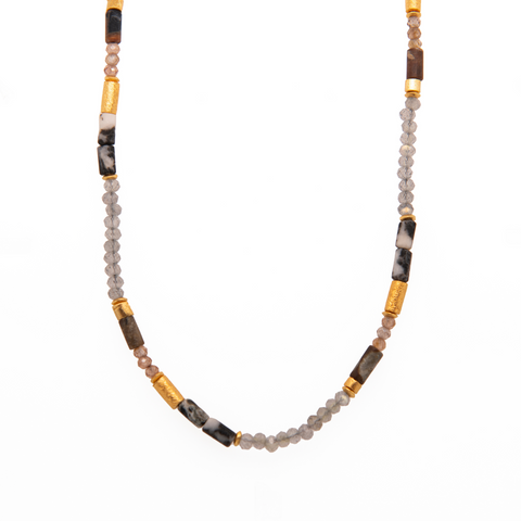 Labradorite, Jasper and Zircon 3mm Necklace 24K Fair Trade Gold Vermeil