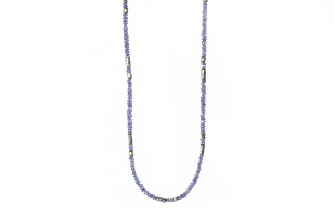 Tanzanite Necklace 3mm Rhodium Plated Silver