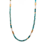 Load image into Gallery viewer, Turquoise and White Pearls Necklace and Bracelet 24K Fair Trade Gold Vermeil