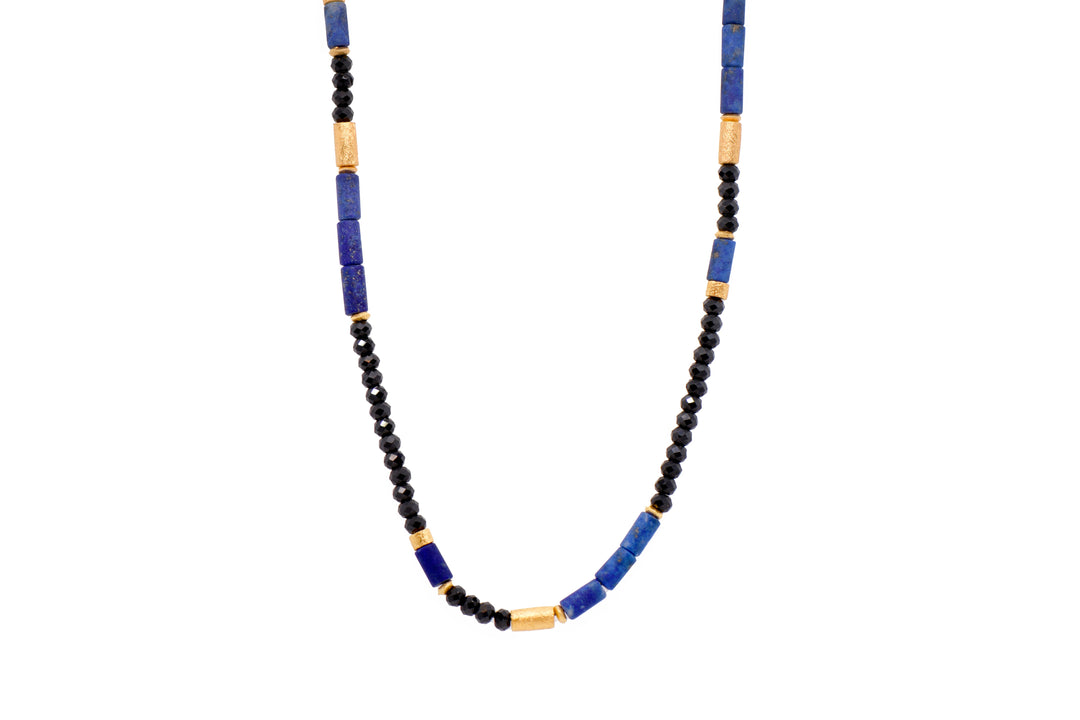 Lapis and Black Spinel Necklace Fair Trade 24K Gold Vermeil