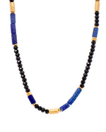 Load image into Gallery viewer, Lapis and Black Spinel Necklace Fair Trade 24K Gold Vermeil