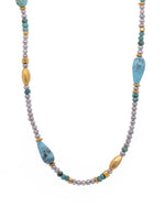 Load image into Gallery viewer, Turquoise and Grey Pearl 3MM Necklace 24K Fair Trade Gold Vermeil