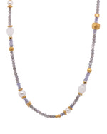 Load image into Gallery viewer, Labradorite, Pearls, Tanzanite, and Rainbow Moonstone Necklace 24K Fair Trade Gold Vermeil