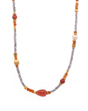 Carnelian, Pearls, and Garnet Necklace 24K Fair Trade Gold Vermeil