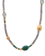 Load image into Gallery viewer, Labradorite, Prasiolite, Malachite, and Chrysocolla Necklace 24K Fair Trade Gold Vermeil