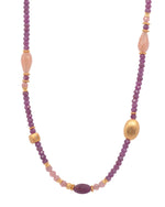 Load image into Gallery viewer, Ruby and Peach Moonstone, Necklace 24K Fair Trade Gold Vermeil