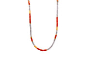Labradorite and Coral Necklace 24K Fair Trade Gold Vermeil