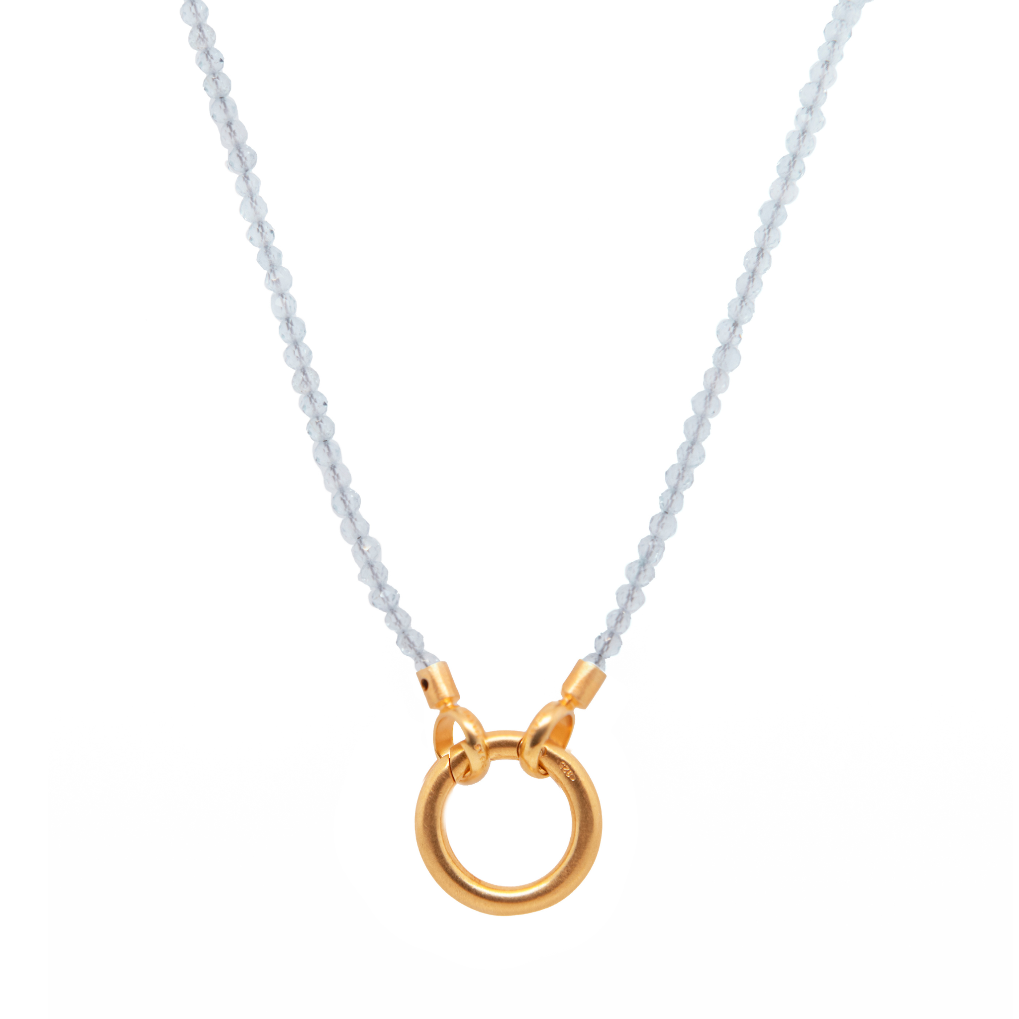 Ring Clasp Sky Blue Topaz Necklace 31.5" 24K Fair Trade Gold Vermeil