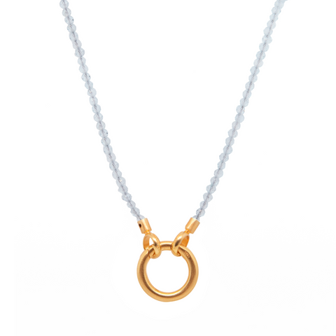 Ring Clasp Sky Blue Topaz Necklace 31.5" 24K Fair Trade Gold Vermeil