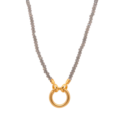 Ring Clasp  Labradorite Necklace 17" 24K Fair Trade Gold Vermeil