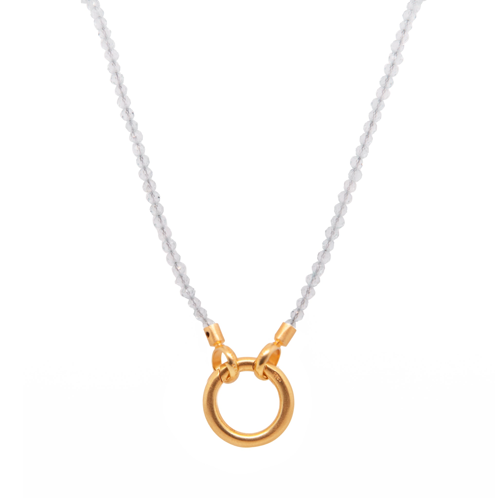 Ring Clasp Rainbow Moonstone Necklace  17" 24K Fair Trade Gold Vermeil