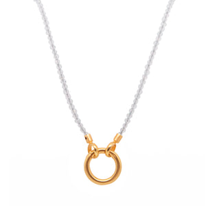 Ring Clasp Rainbow Moonstone Necklace  17" 24K Fair Trade Gold Vermeil
