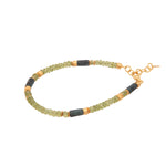 Load image into Gallery viewer, Peridot and Emerald 4mm Bracelet 24k Fair Trade Gold Vermeil