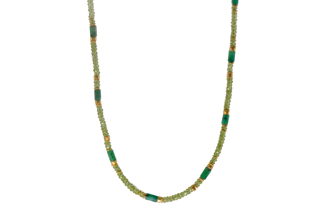 Peridot And Emerald Necklace 4 mm 24K Fair Trade Gold Vermeil