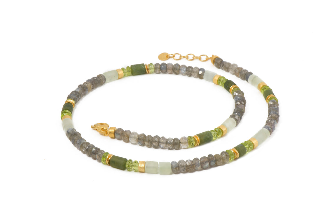 Labradorite Bracelet and Necklace 5mm in 24K Fair Trade Gold Vermeil Necklace