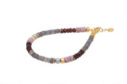 Labradorite, Garnet, Rhodonite and Grey Pearl 5mm Jewelry Set 24K Fair Trade Gold Vermeil Bracelet