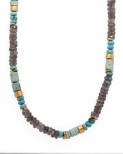 Turquoise, Labradorite and Chrysoprase Necklace 5mm 24K Fair Trade Gold Vermeil