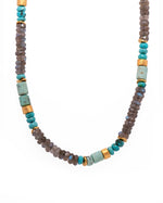 Load image into Gallery viewer, Turquoise, Labradorite and Chrysoprase Necklace 5mm 24K Fair Trade Gold Vermeil