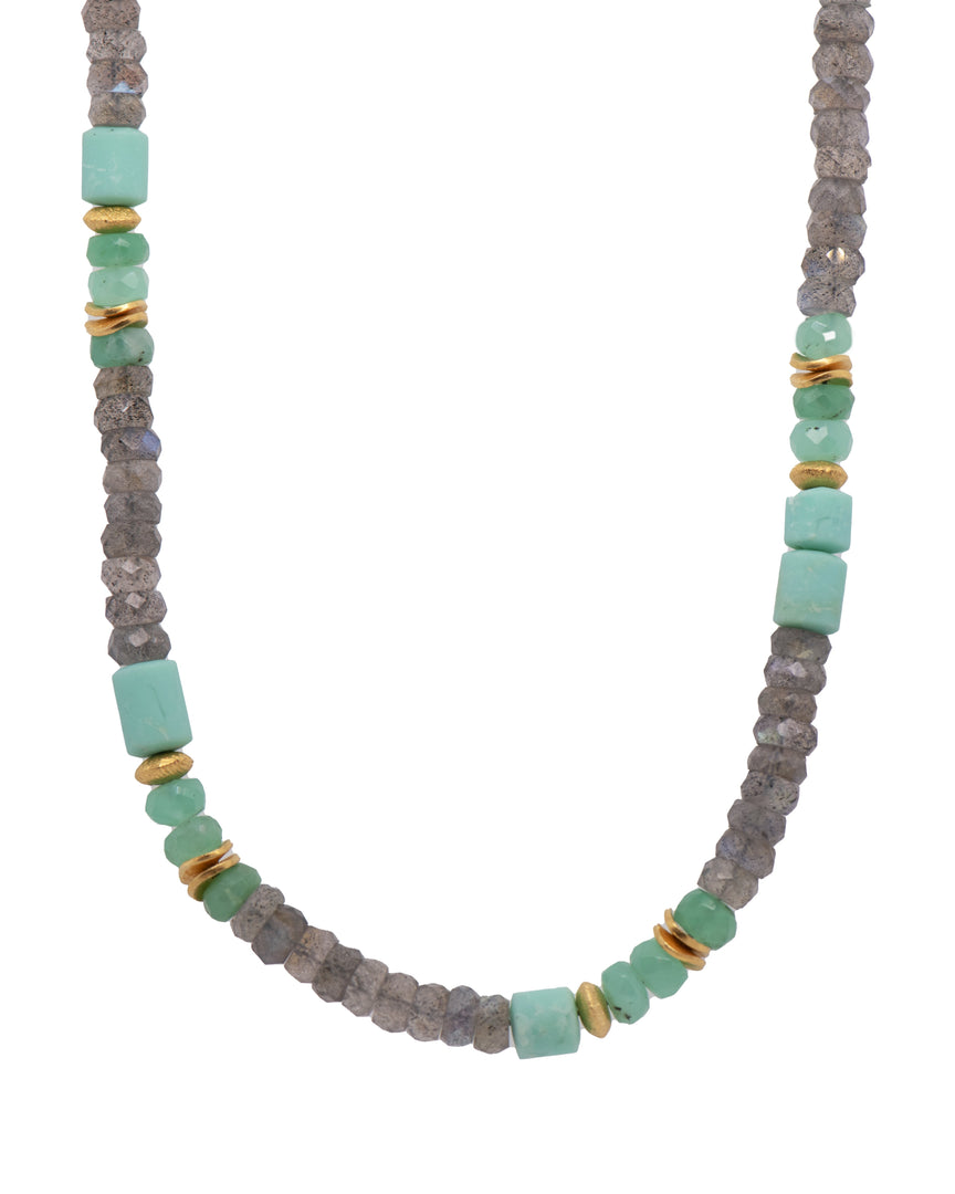 Dumortierite, Sky Blue Topaz, Labradorite Bracelet and Necklace 24K Fair Trade Gold Vermeil Bracelet