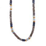 Load image into Gallery viewer, Polished Dumortierite, Sky Blue Topaz and Labradorite 5mm Necklace 24K Fair Trade Gold Vermeil
