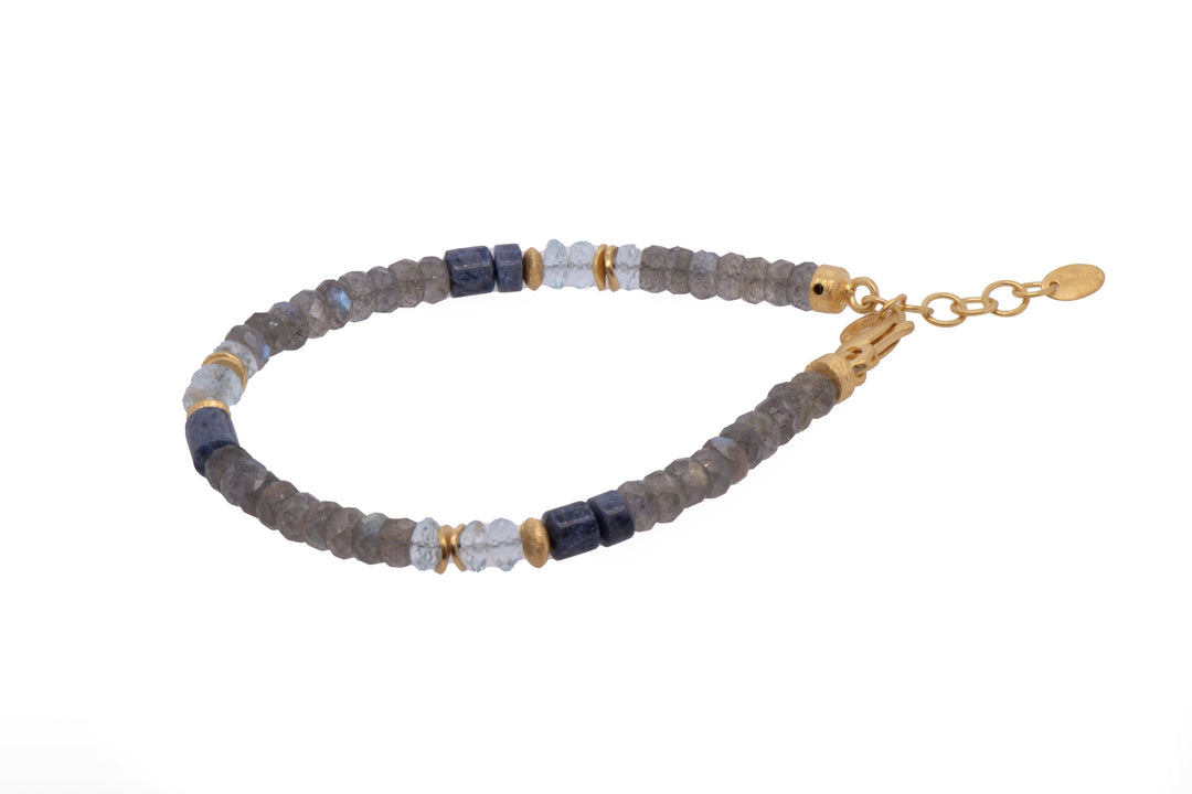 Chrysoprase, Labradorite 5mm Necklace 24K Fair Trade Gold Vermeil