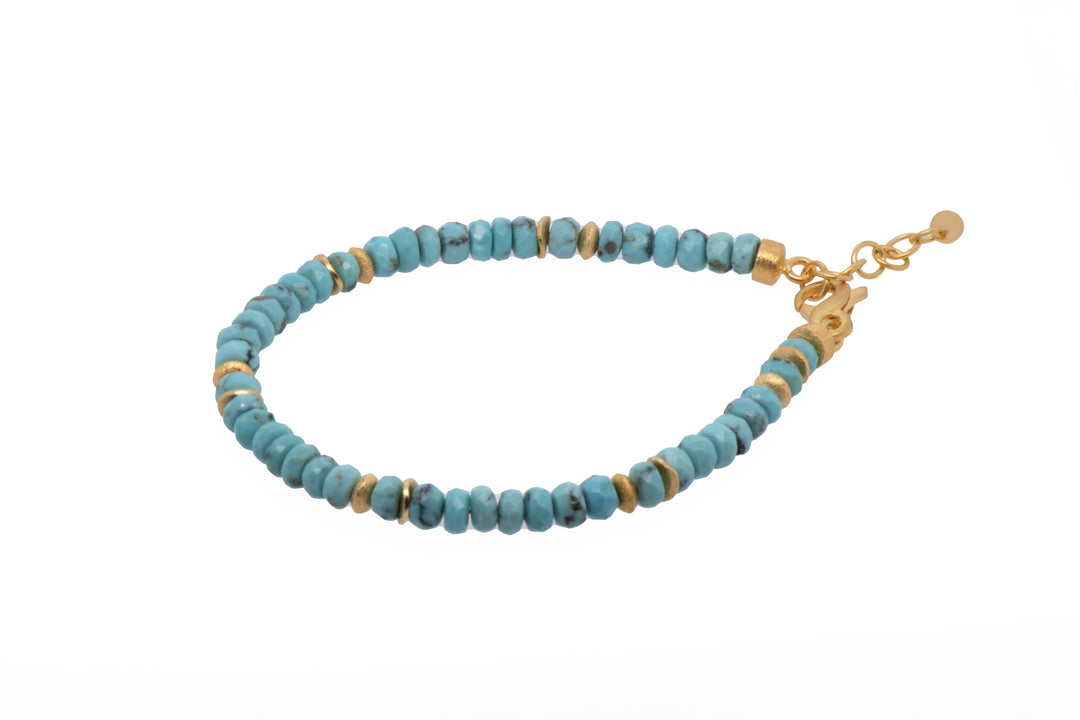 Turquoise Bracelet Fair Trade 24k Gold Vermeil 5mm