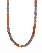 Coral and Labradorite Necklace 5mm 24K Fair Trade Gold Vermeil
