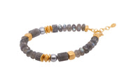 Labradorite and Grey Pearl Bracelet and Necklace 24K Fair Trade Gold Vermeil Bracelet