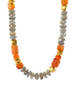 Load image into Gallery viewer, Carnelian and Labradorite Bracelet and Necklace 8mm 24K Fair Trade Gold Vermeil