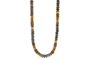 Labradorite, Peach Moonstone and Smoky Quartz Necklace 8mm 24K Fair Trade Gold Vermeil