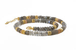 Load image into Gallery viewer, LABRADORITE, MOONSTONE &amp; SMOKY QUARTZ 8MM NECKLACE FAIR TRADE 24K GOLD VERMEIL - Joyla Jewelry