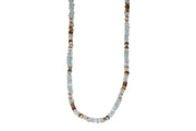 Aquamarine Chips, Rose Quartz, Smoky Quartz and Pearls 5mm Necklace 24K Fair Trade Gold Vermeil
