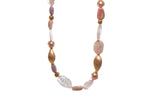 Load image into Gallery viewer, Rose Quartz, Pink Opalite, Flame and Pearls Necklace Fair Trade 24K Gold Vermeil