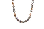 Load image into Gallery viewer, Grey Pearl and Flame Post Barouqe Necklace Fair Trade 24K Gold Vermeil