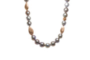 Grey Pearl and Flame Post Barouqe Necklace Fair Trade 24K Gold Vermeil
