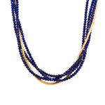 Load image into Gallery viewer, Multi Strand Lapis and Gold Tube Jewelry Set with 24K Fair Trade Gold Vermeil